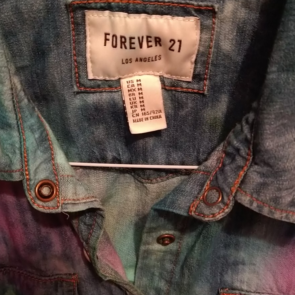 Upcycled W/ Grateful Dead Patch Chambray Shirt (M) - image 2